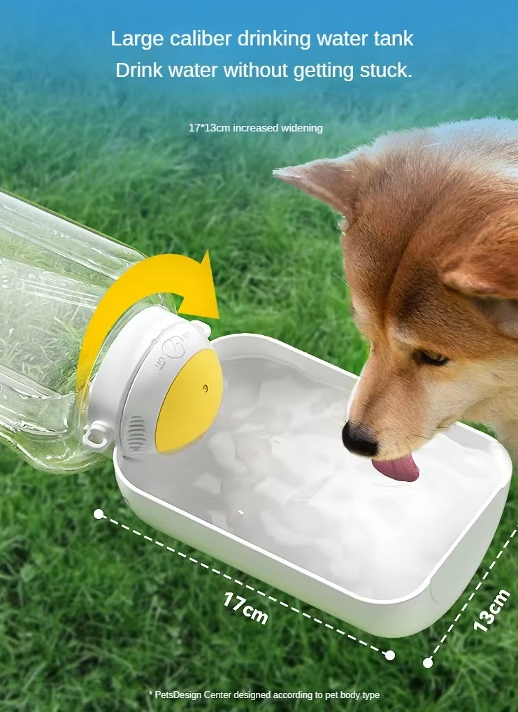 Portable 2-in-1 dog water and food dispenser with large capacity, ideal for outdoor travel with pets