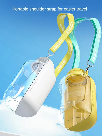 Portable dog travel water bottle with food container – ideal for hiking and trips