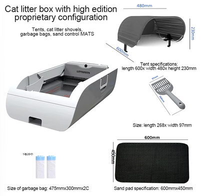 Automatic self-cleaning cat litter box with deodorizer and battery power