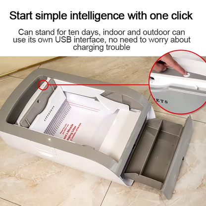 Automatic self-cleaning cat litter box with deodorizer and battery power