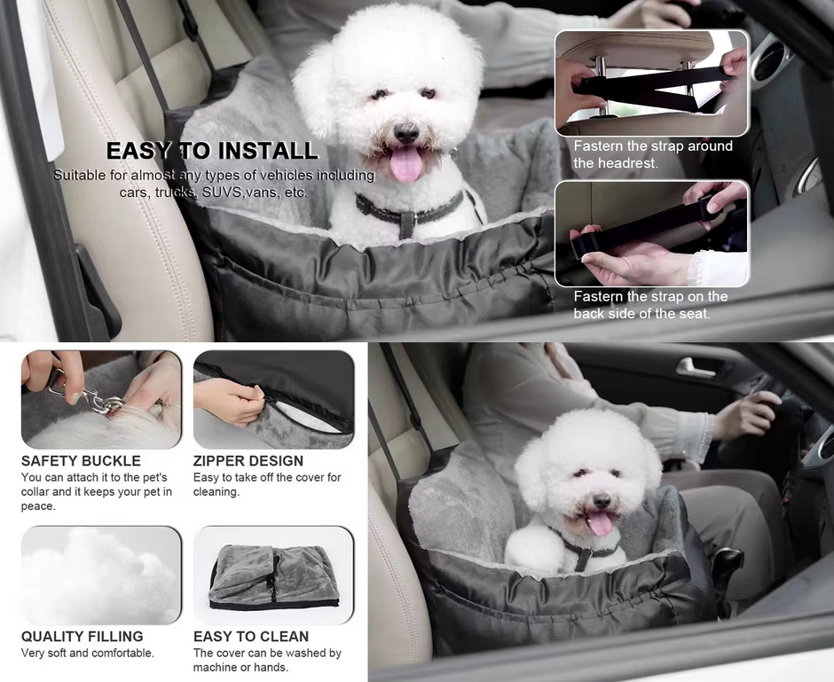 Pet car seat for large and medium dogs - durable, washable, and comfortable travel accessory.