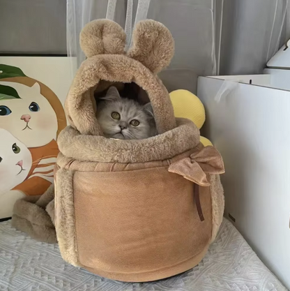 Pet Carrier Bag wearable plush nest backpack for small dogs and cats
