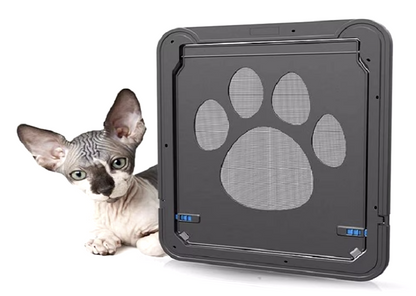 Pet door with magnetic safety lock and anti-bite design for cats and dogs
