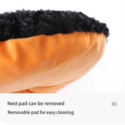 Halloween-themed imp cat house with cozy plush design for cats and small dogs.