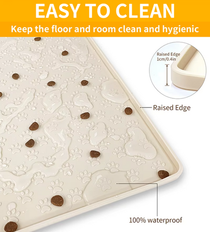 Dog eating on waterproof silicone pet feeding placemat