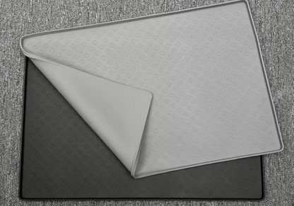 Dog eating on waterproof silicone pet feeding placemat