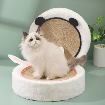 2-in-1 cat scratcher and bed with recyclable bowl-shaped sisal surface