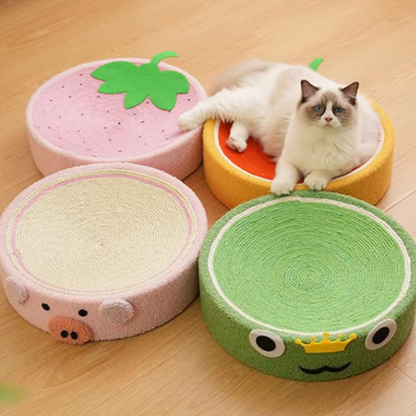 2-in-1 cat scratcher and bed with recyclable bowl-shaped sisal surface