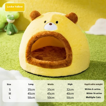 Autumn and winter velvet cat nest bed for small dogs and cats with semi-closed design