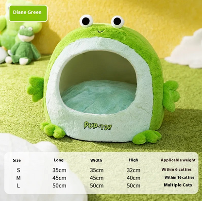 Autumn and winter velvet cat nest bed for small dogs and cats with semi-closed design