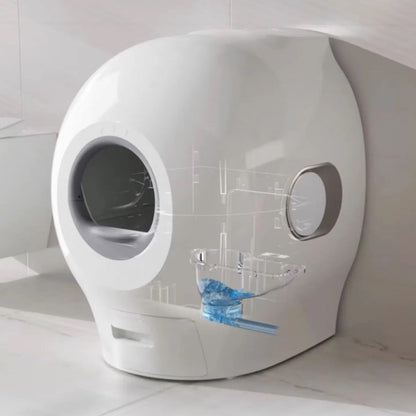 Automatic smart cat toilet with odor control and quiet cleaning system