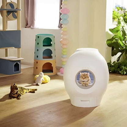 Automatic smart cat toilet with odor control and quiet cleaning system