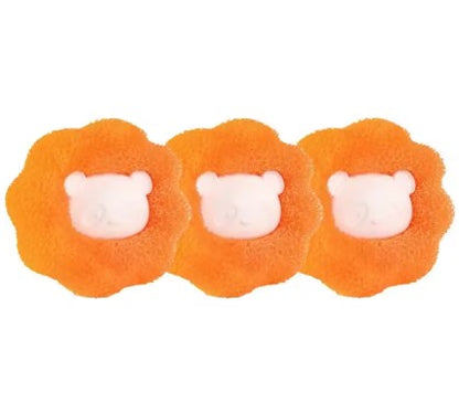 Pet hair remover laundry balls used in washing machine with clothes