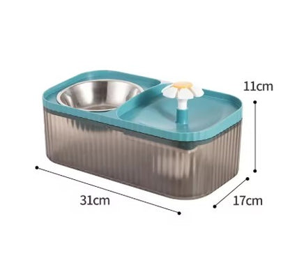2-in-1 automatic water fountain and food bowl for cats and dogs promoting hydration and easy feeding