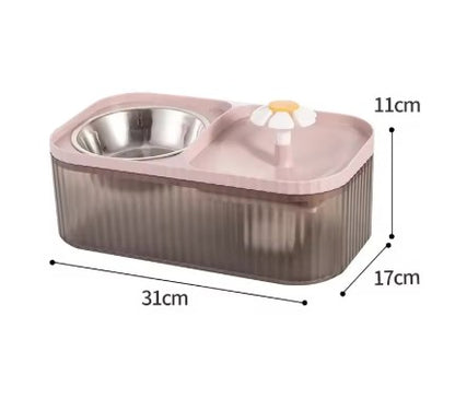 2-in-1 automatic water fountain and food bowl for cats and dogs promoting hydration and easy feeding