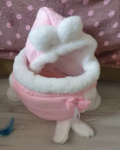 cozy fleece-lined cat travel bag for winter - Customer review photo