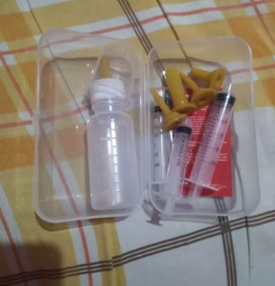 Pet pill applicator syringe set with different sizes and small pet feeding bottle - Customer review photo