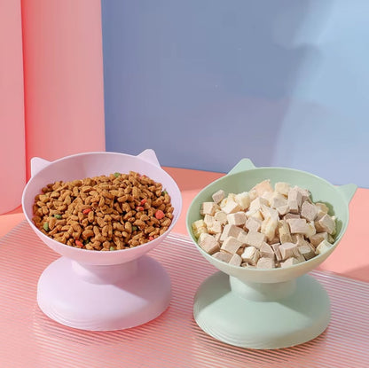 High bottom tilt pet bowl with ergonomic anti-choking design