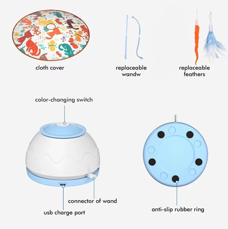 Jouet électrique pour chat – Jouet à plumes rotatif à 360° rechargeable par USB