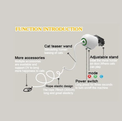 Hanging electric cat feather toy for indoor play and hunting stimulation