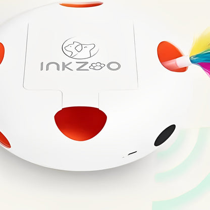 Smart interactive cat toy with feather popping game and rechargeable battery