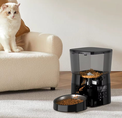 Automatic pet feeder with digital timer and portion control for cats and dogs