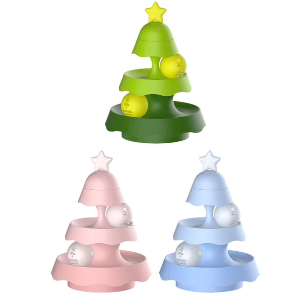 Christmas Tree Cat Track Toy – Festive Multi-Tier Interactive Ball Track