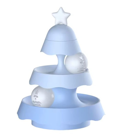 Christmas tree-shaped interactive cat track toy with rolling balls for indoor cats