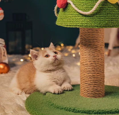 Christmas tree-shaped cat climbing rack with sisal scratching post for cats
