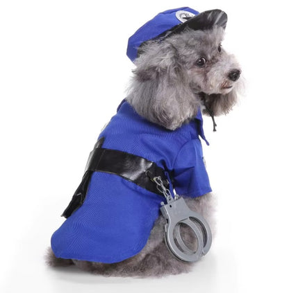 Pet wearing Halloween and Christmas knitted sweaters, featuring festive designs for dogs and cats.