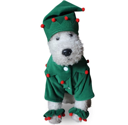 Pet wearing Halloween and Christmas knitted sweaters, featuring festive designs for dogs and cats.