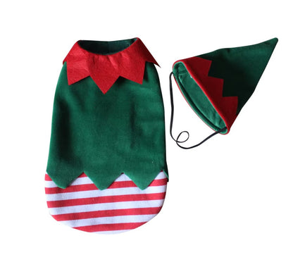 Pet wearing Halloween and Christmas knitted sweaters, featuring festive designs for dogs and cats.