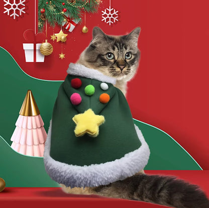 Cute Pet Christmas Cloak – Festive Red and Brown Cape for Holiday Cheer