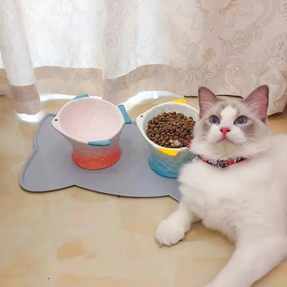 Elegant ceramic pet bowl for cats and dogs with anti-skid bottom.