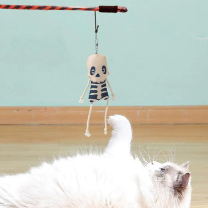 Halloween Cat Teaser Wand – Interactive Toy with Pumpkin & Ghost Design - The Pet Paradise