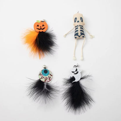 Halloween Cat Teaser Wand – Interactive Toy with Pumpkin & Ghost Design - The Pet Paradise