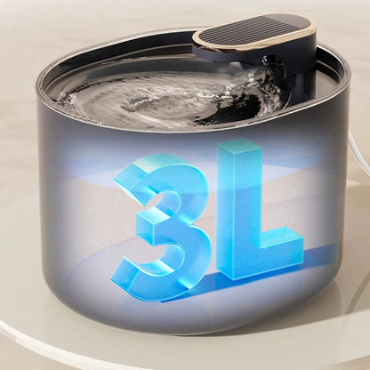 3L automatic cat water fountain with dual outlets and quiet motor for continuous hydration.