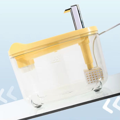 Silent automatic cat water fountain with double filtration and smart flow system for healthy hydration.