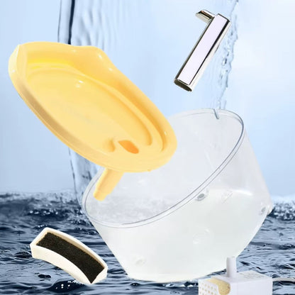 Silent automatic cat water fountain with double filtration and smart flow system for healthy hydration.