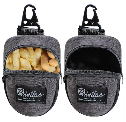 Multifunctional dog training pouch with treat storage and built-in poop bag dispenser, ideal for walking and outdoor training.
