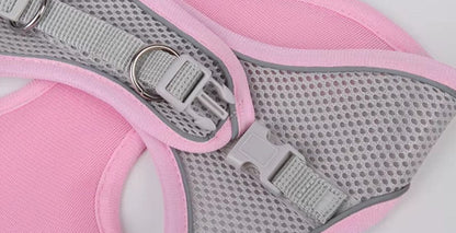 Adjustable dog harness leash set for small breeds like French Bulldogs and Chihuahuas, featuring padded vest and durable leash.