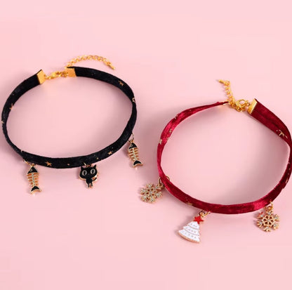 Velvet adjustable pet collar with bronzing star design for cats and small dogs