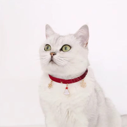 Velvet adjustable pet collar with bronzing star design for cats and small dogs