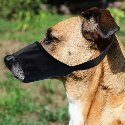 Adjustable nylon dog muzzle for anti-bite and bark control with buckle design, suitable for small to large dogs