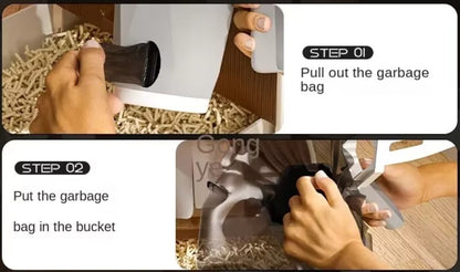 Cat litter scoop with built-in trash can for quick and hygienic waste disposal