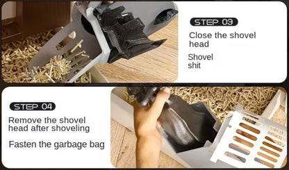 Cat litter scoop with built-in trash can for quick and hygienic waste disposal