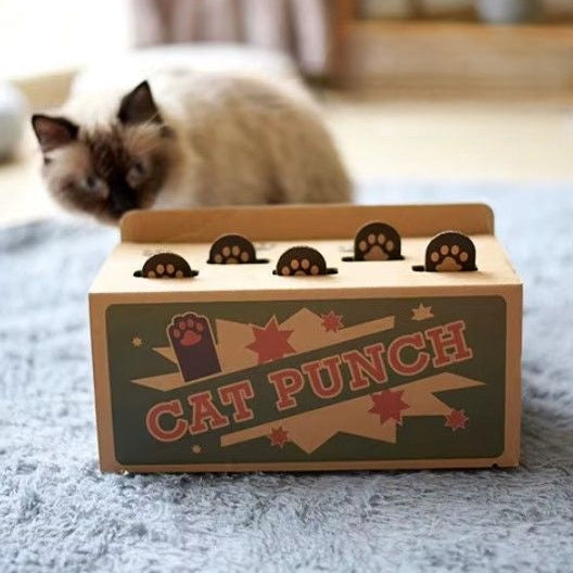 Interactive cat maze puzzle toy with pop-up mouse for indoor play