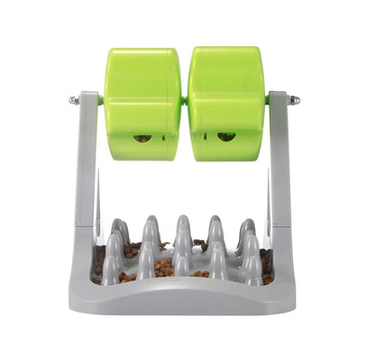 Rotatable slow food feeder and puzzle bowl for cats and dogs