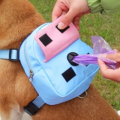 Dog backpack with built-in leash and storage for outdoor travel and hikin
