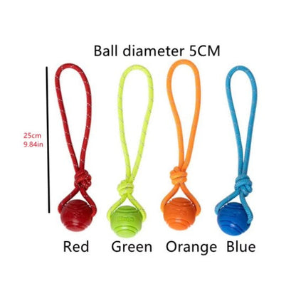 Durable rubber bouncing dog chew ball for fetch and chewing